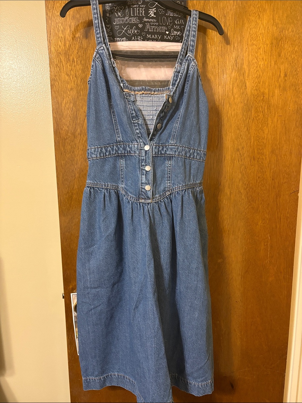 Universal Thread Blue Denim Midi Jumper Dress